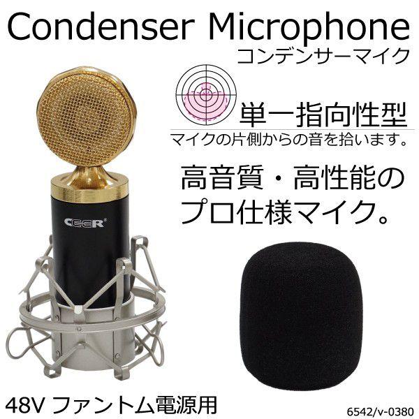 コンデンサーマイク コンデンサーマイク 単一指向性型 高音質 高機能 プロ仕様マイク 48V