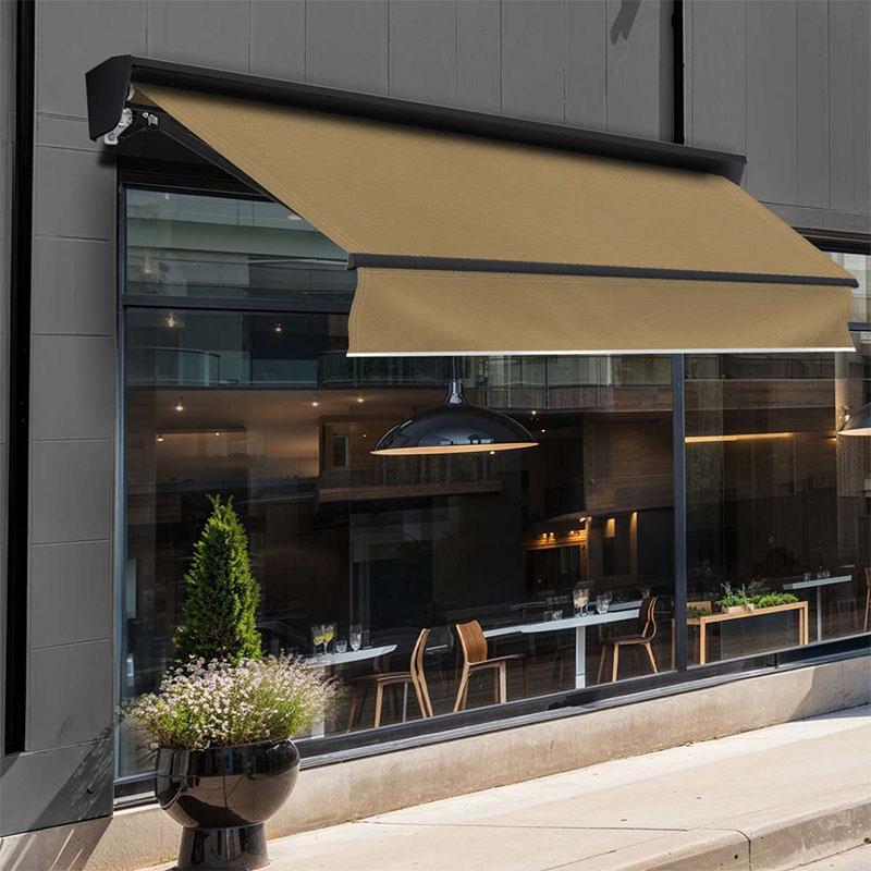 格納式オーニングテント、巻取式テント2m/3m/4m/5m手動アウトドアオーニング、折りたたみ式手動日除けシェード株式会社錦オーニングテント防水壁掛けパティオ オーニングテント 3M 張出 2m 巻き取り式 防水 格納式 手動 黒フレーム