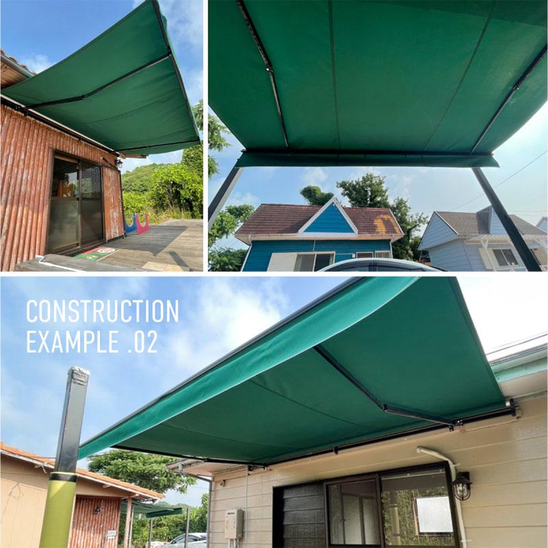 オーニングテント 3M 張出 2m 巻き取り式 防水 格納式 手動 茶フレーム