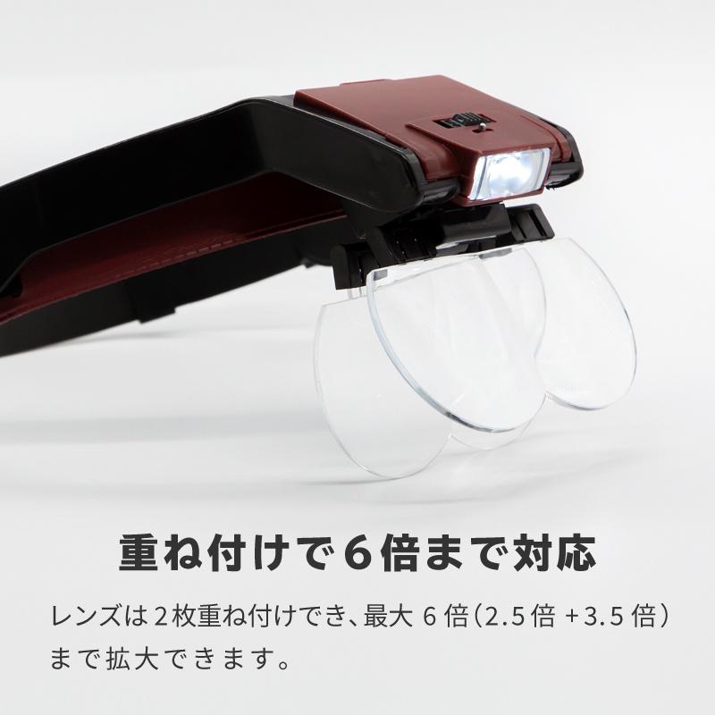 拡大鏡 ルーペ LED ライト付き ヘッドルーペ 1.7倍 2倍 2.5倍 拡大鏡 ルーペ LED ライト付き ヘッドルーペ 1.7倍 2倍 2.5倍