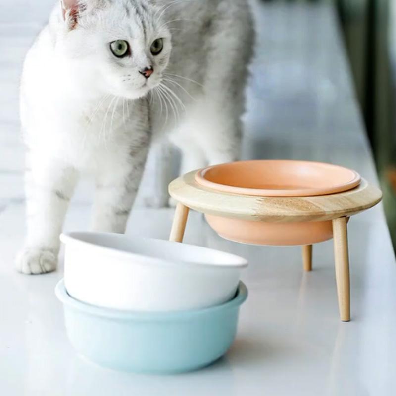 ペットフードボウルスタンドセット 猫 小型犬 陶器 セラミック レンジ