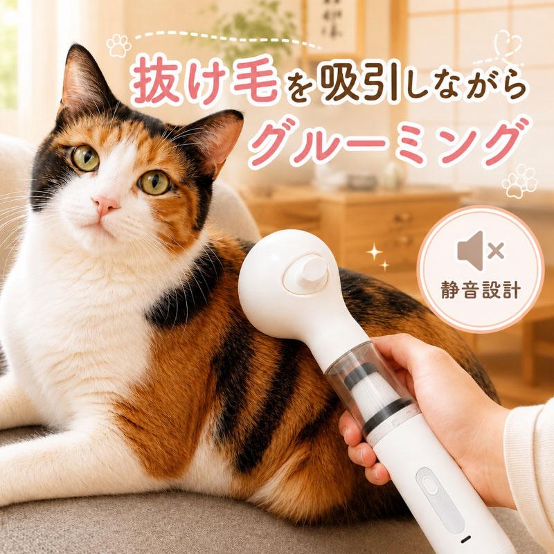 グルーミング掃除機 ペット用 吸引 猫 犬 ブラシ ペット用ハンディ