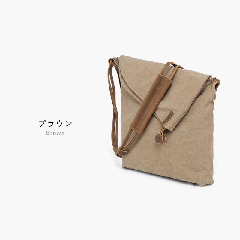 ショルダーバッグ メンズ レディース 斜めがけ 帆布製 本革 5色