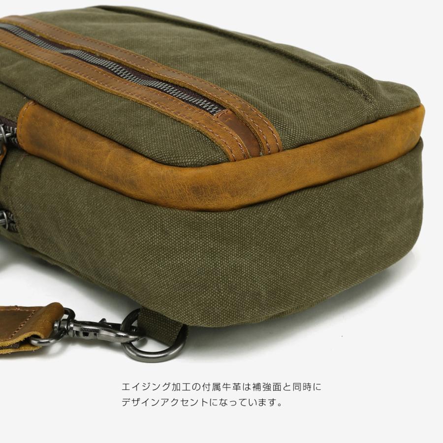 ボディバッグ メンズ 帆布 本革 かっこいい キャンバス レザー 大容量