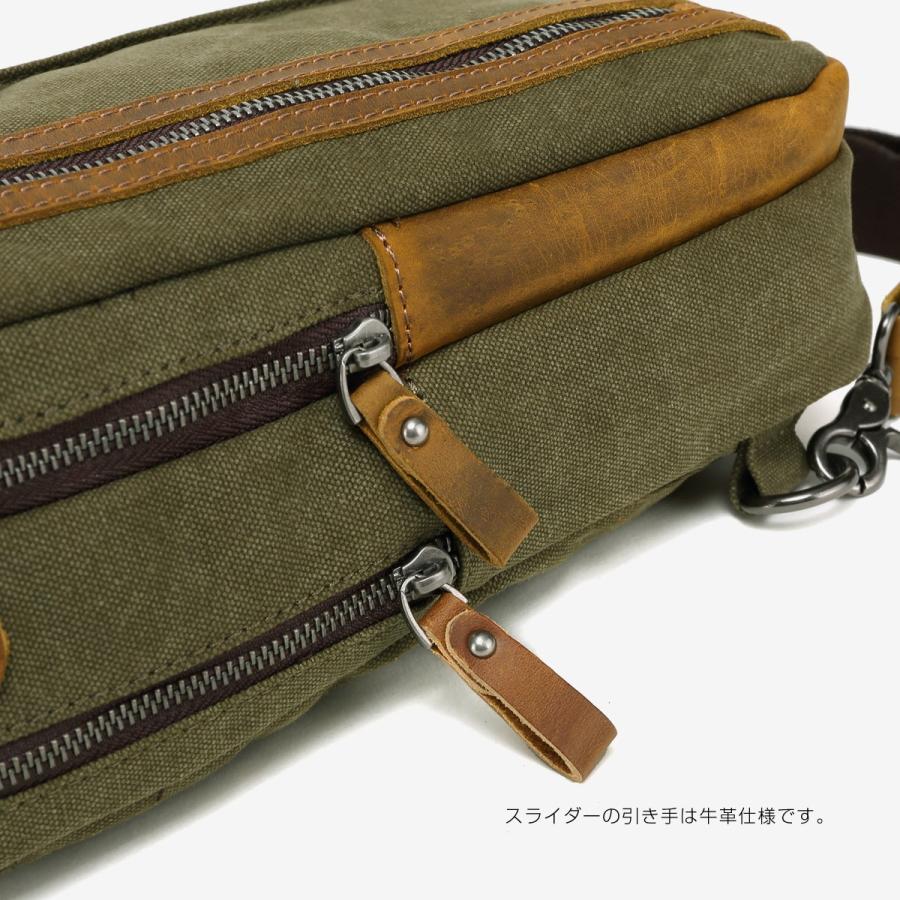 ボディバッグ メンズ 帆布 本革 かっこいい キャンバス レザー 大容量