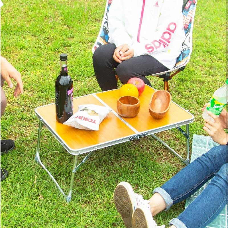 アウトドア テーブル 折り畳み バンブー 60cm 40cm 折りたたみ 軽い