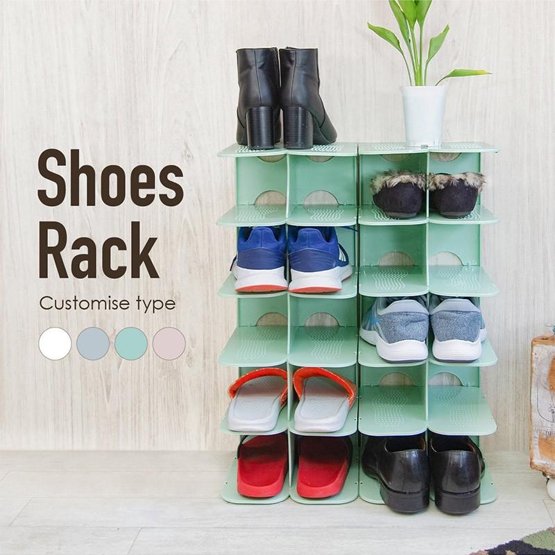 シューズラック 省 スペース 収納 スリム おしゃれ 薄型 6足 6段 靴箱 下駄箱 スタッキング