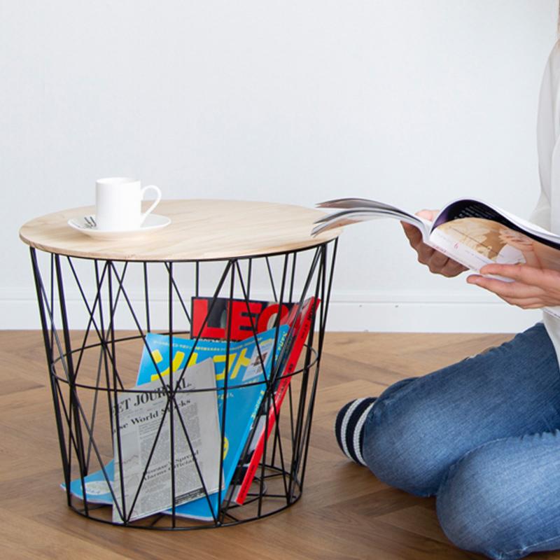 サイドテーブル ワイヤーバスケット おしゃれ 収納 バスケット 北欧 丸