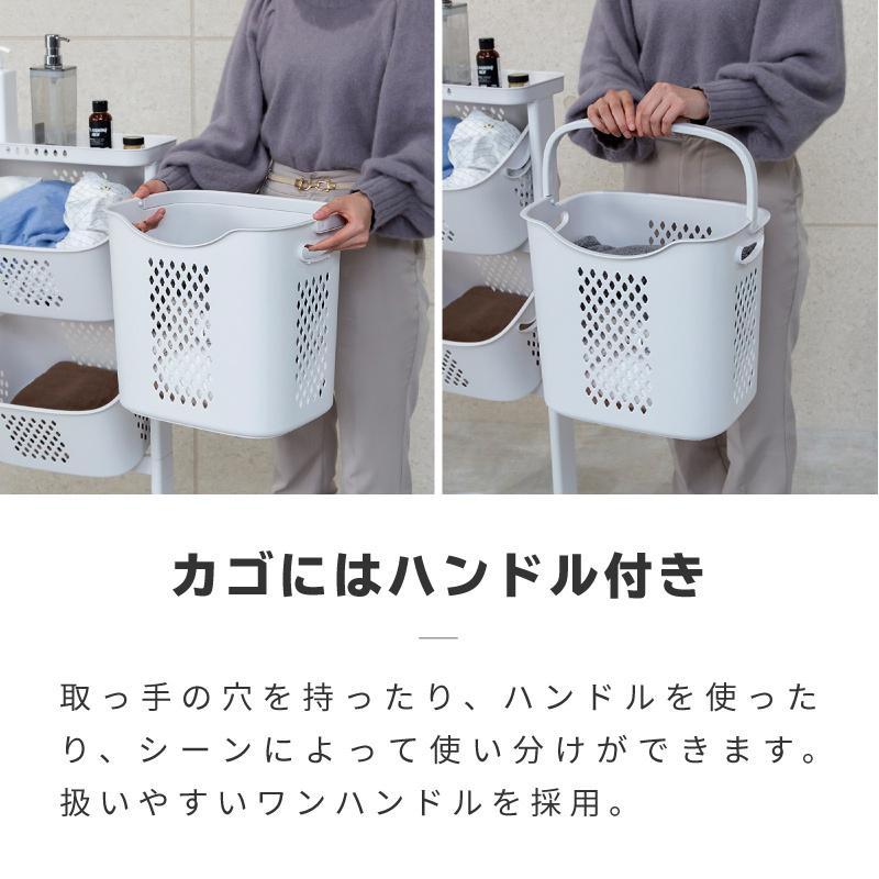 ランドリーバスケット スリム 3段 キャスター 洗濯カゴ 大容量