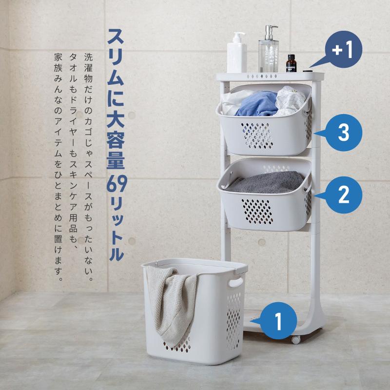 お得 ランドリーバスケット スリム 3段 キャスター 洗濯カゴ 大容量 おしゃれ ランドリーワゴン 洗濯かご ランドリーラック ランドリー収納 永遠の定番モデル