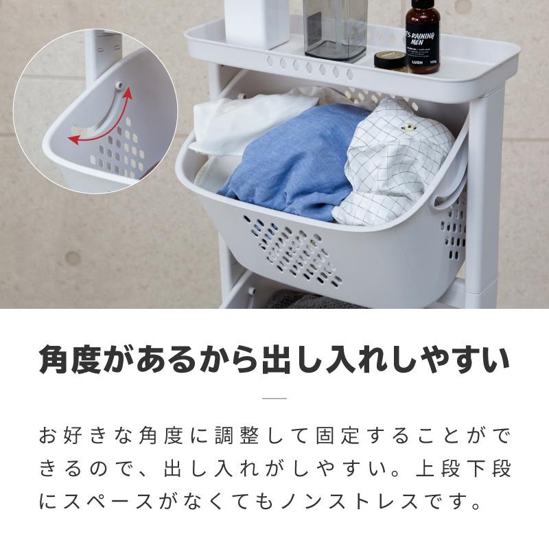 ランドリーバスケット スリム 3段 キャスター 洗濯カゴ 大容量