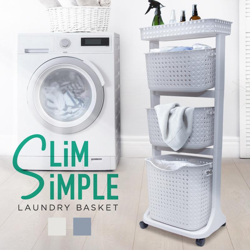 格安激安 ランドリーバスケット 3段 キャスター スリム メッシュ おしゃれ 大容量 天板 ランドリーラック