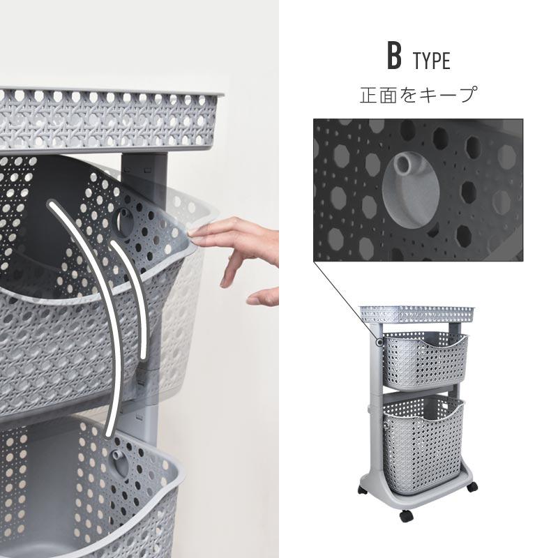 ランドリーバスケット 2段 キャスター スリム メッシュ おしゃれ 大