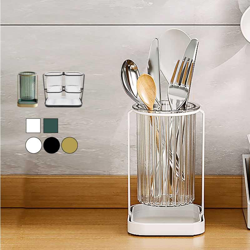 カトラリースタンド 箸立て 水切り おしゃれ 卓上 スリム 大容量 北欧 丸 スプーン フォーク キッチン 収納 の商品画像