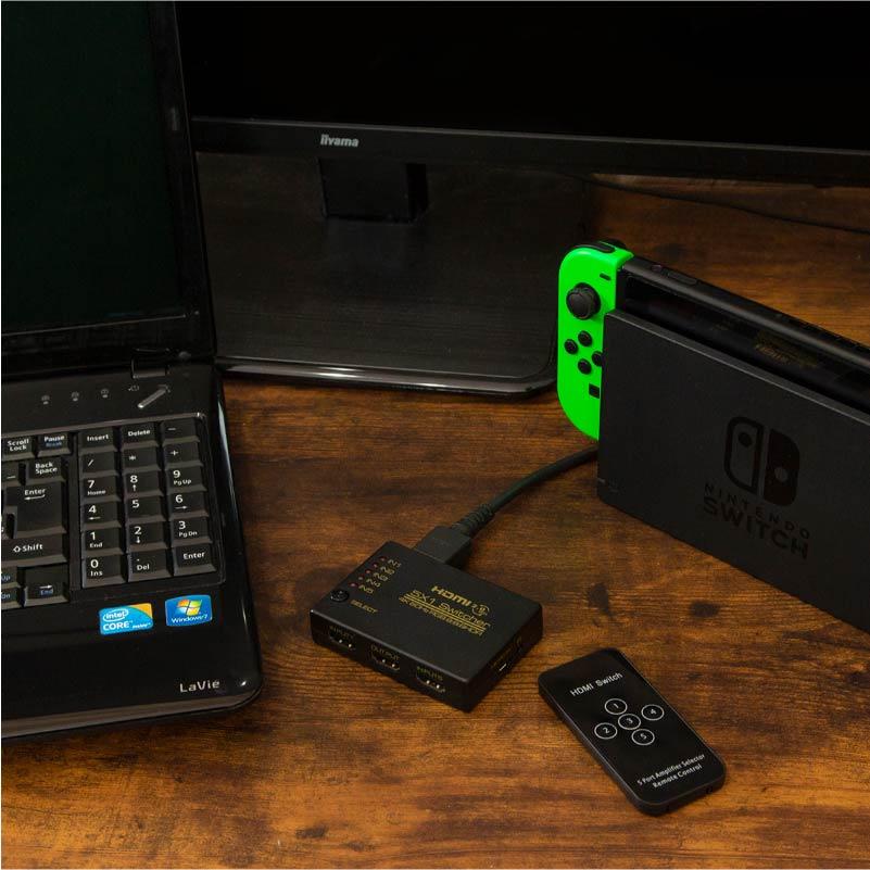 HDMI切替器 5入力 1出力 セレクター HDMI2.0 HDCP2.2 高画質 4K 3D