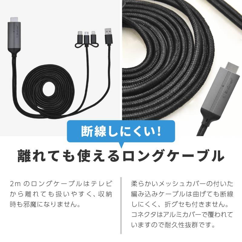 ミラーリング iphone ミラーリングケーブル スマホ テレビ 車 有線 wi