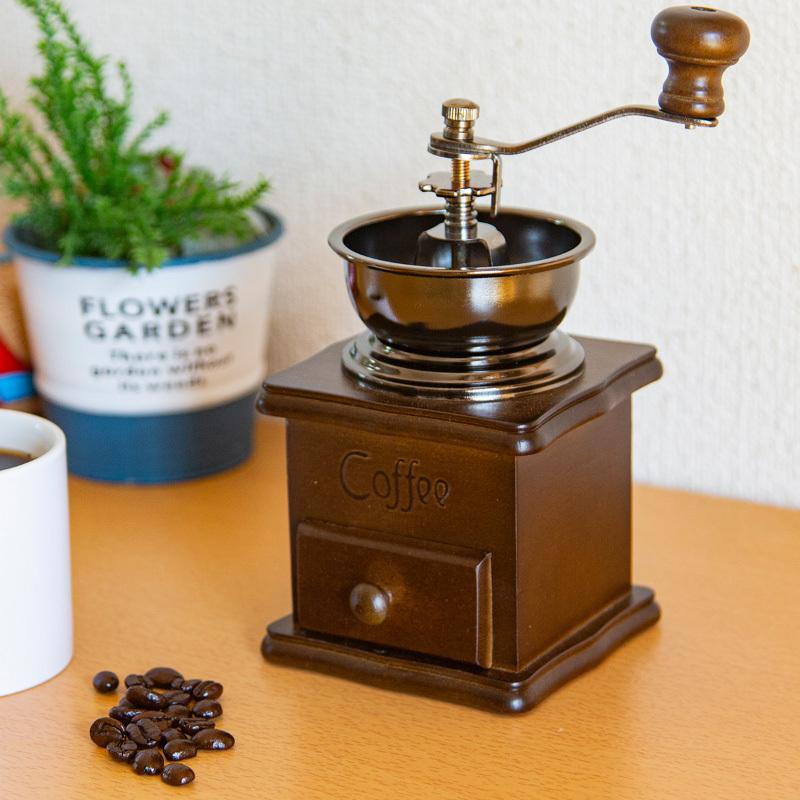 コーヒーミル 手動 おしゃれ アンティーク調 細挽 粗挽 調節 手挽き