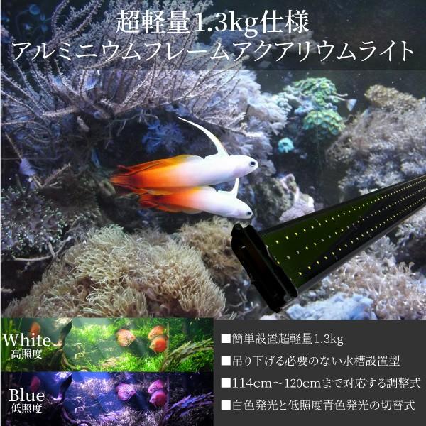 アクアリウム LED ライト 水槽 照明 180LED 42W 2色発光 白 青 114cm