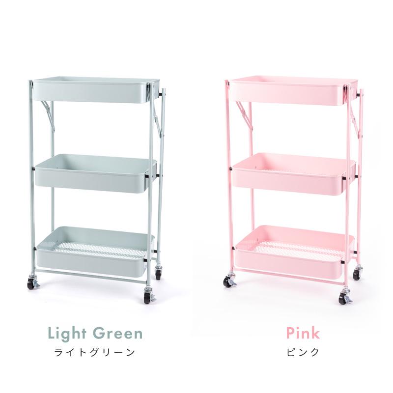 ワゴン 折りたたみ キャスター付き 3段 スリム キッチンワゴン 完成品