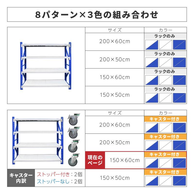 倉庫 棚 業務用 ラック スチールラック 収納ラック 幅150 奥行60 高さ200 大型 150cm 60cm キャスター付き_13