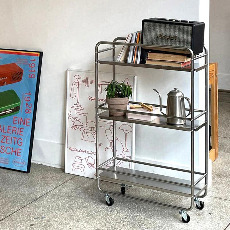 ステンレスワゴン 3段 キャスター付き スリム キッチンワゴン マルチ