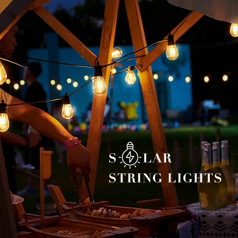 ストリングライト ソーラーライト 電球型 屋外 防水 LED 電球色 暖色