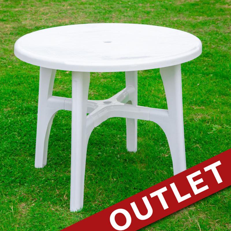 アウトレット 訳あり ガーデン テーブル 円形 87cm パラソル穴 耐荷重50kg 軽量 アウトドアテーブル ガーデンテーブル 屋外 ホワイト 白 インポート直販ks問屋 通販 Paypayモール
