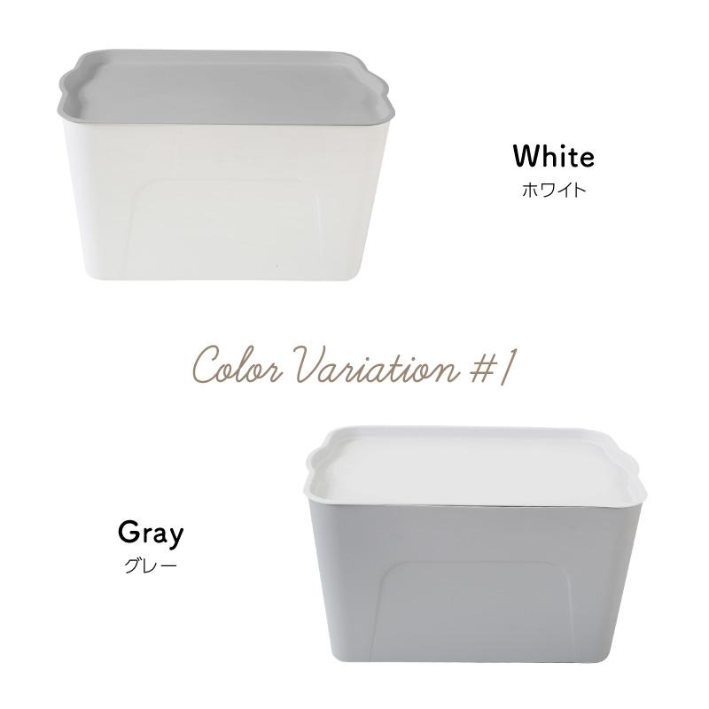 ホワイトプラスチック収納ボックス 蓋付き *2個 収納ボックス 収納ケース フタ付き 2個 おしゃれ プラスチック L