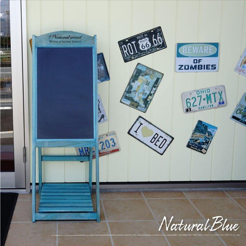 ブラックボード 黒板 看板 アンティーク スタンド 棚板付 木製