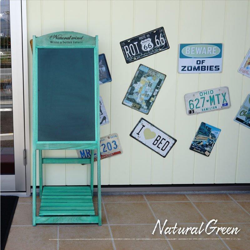 ブラックボード 黒板 看板 アンティーク スタンド 棚板付 木製