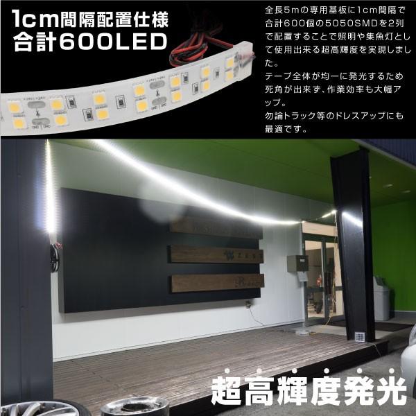 LEDテープライト 24V 5M 幅16mm 600LED 激光 シリコンチューブ 防水