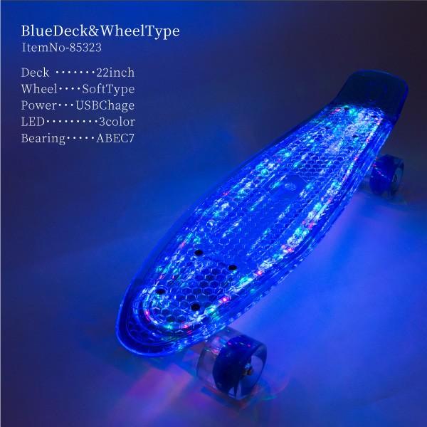 スケートボード スケボー ミニクルーザー LED内蔵 デッキ ウィール