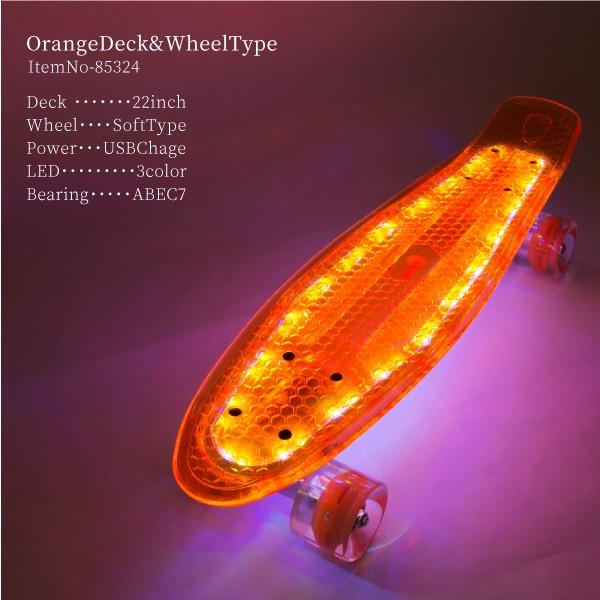 スケートボード スケボー ミニクルーザー LED内蔵 デッキ ウィール