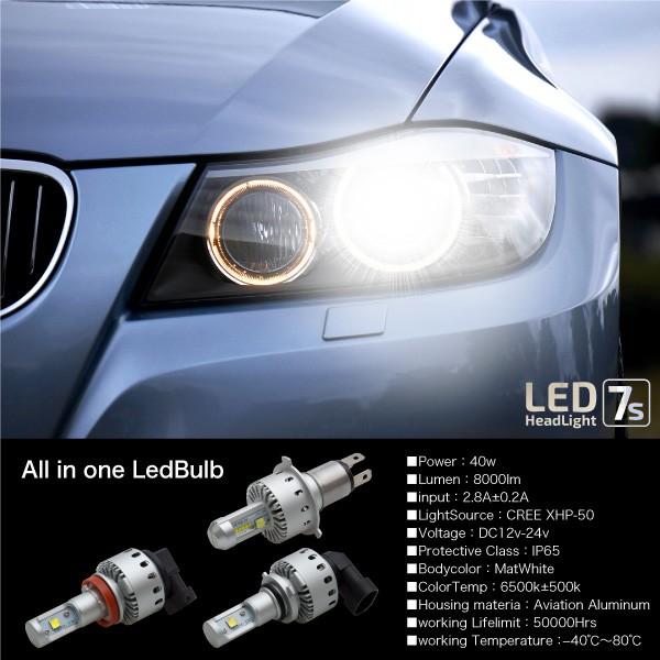 LEDバルブ CREE 爆光 40W 6500K 8000lm H4 Hi Lo H8 H9 H11 HB3 HB4 一体型 12V 24V 簡単取付け ヘッドライト フォグランプ ファンレス 爆買_5