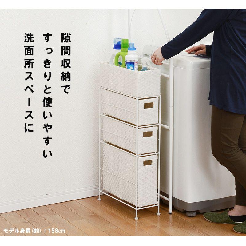 新品未使用　関家具　サニタリーチェスト　スリム収納　完成品 ランドリーチェスト スリム 薄型 15cm 3段 収納 引き出し 天板 完成品