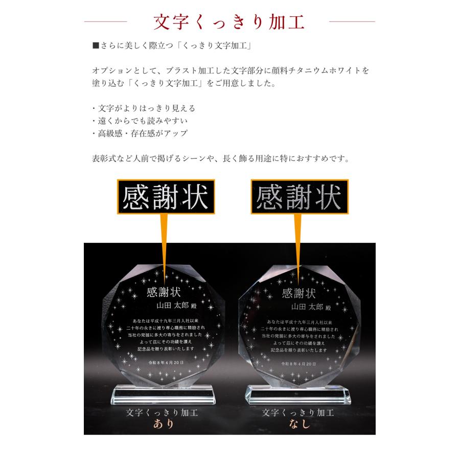 無料 名入れ 表彰状 賞状 盾 表彰 卒業証書 八角形 クリスタル ガラス