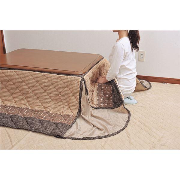 リビングこたつ布団 〔対応サイズ：75cm×105cm〕 220cm×250cm 長方形 高さ3段階調節可 リモコンポケット付き 裏ボア仕様_1