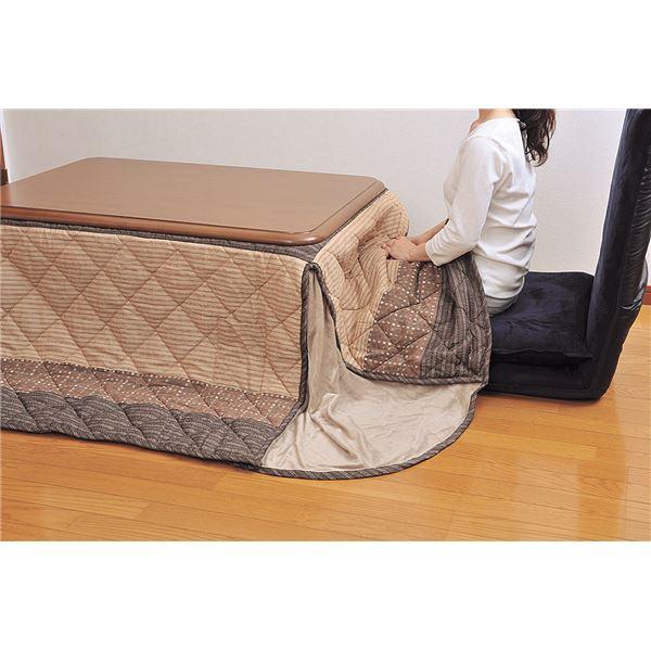 リビングこたつ布団 〔対応サイズ：75cm×105cm〕 220cm×250cm 長方形 高さ3段階調節可 リモコンポケット付き 裏ボア仕様_2