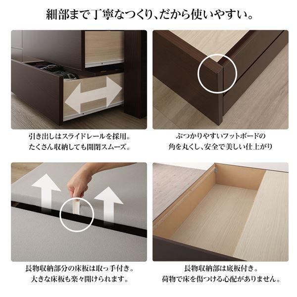 〔お客様組立〕フラットヘッドボード 頑丈ボックス収納 ベッド セミダブル ダークブラウン 日本製 ポケットコイルマットレス_3