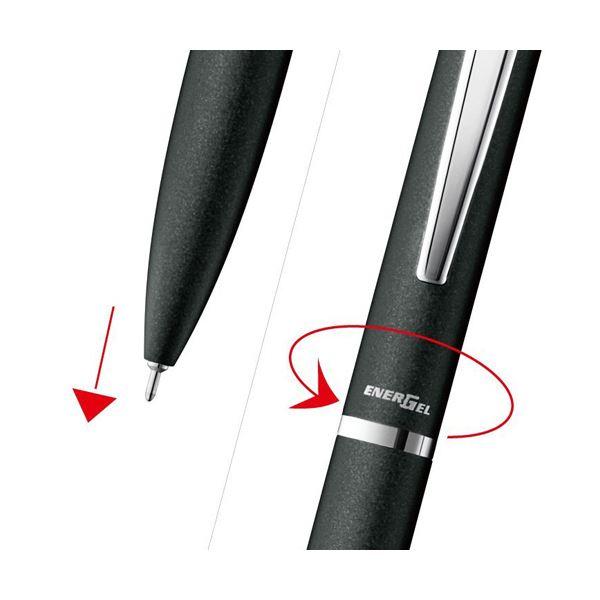 （まとめ） ぺんてる ゲルインキボールペンエナージェル フィログラフィ 0.5mm 黒 （軸色：ターコイズブルー） BLN2005S 1本 〔×5セット〕_1