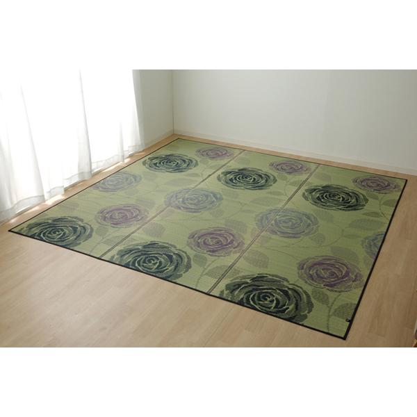 い草 花ござ ラグマット/絨毯 〔ブルー 江戸間4.5畳 約261×261cm〕 抗菌 防臭 消臭 調湿 日本製 〔リビング ダイニング〕_6