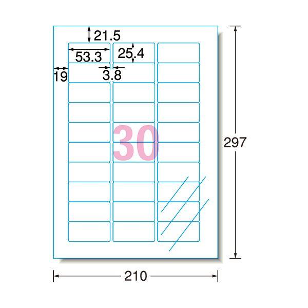 (まとめ) エーワン ラベルシール[インクジェット]光沢フィルム・透明 A4 30面 53.3×25.4mm 28973 1冊(10シート) 〔×10セット〕の画像