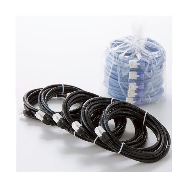 (まとめ) TANOSEE 爪折れ防止LANケーブル（CAT5e） ブラック 3m 1パック（5本） 〔×10セット〕