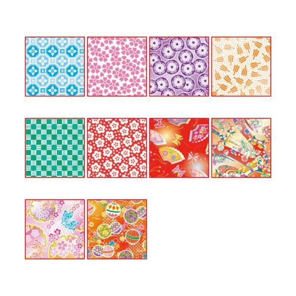 (まとめ) トーヨー 徳用和紙千代紙7.5×7.5cm 10柄 018034 1パック（300枚） 〔×30セット〕の画像