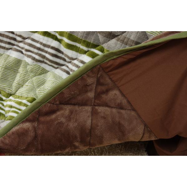 ハイタイプ用 こたつ布団/寝具 〔ストライプ柄 レッド 約235×290cm〕 長方形 洗える 裏ボア仕様 薄手コンパクト 〔リビング〕の画像