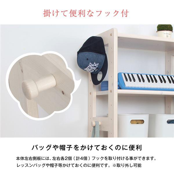 子供部屋収納 〔ナチュラル〕 幅52.5cm 木製 フック クッション付き 『天然木ジュニアシリーズ フリーラック』 〔組立品〕の画像