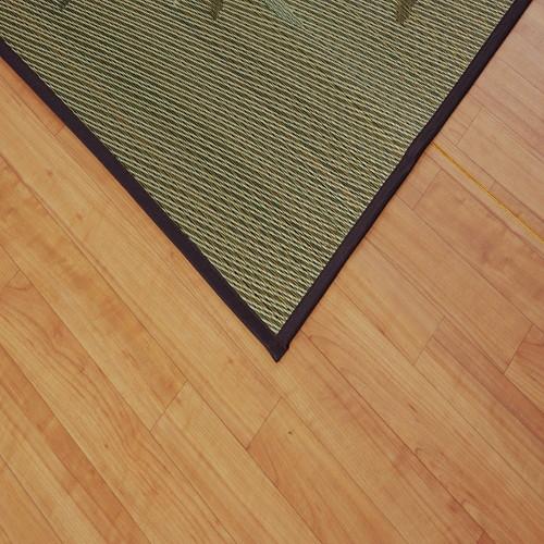 消臭い草 ラグマット/絨毯 〔長方形 リーフ ブラウン 約191×300cm〕 裏：不織布 防滑 抗菌 防臭 湿度調整効果 〔リビング〕