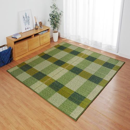 消臭い草 ラグマット/絨毯 〔長方形 リーフ ブラウン 約191×300cm〕 裏：不織布 防滑 抗菌 防臭 湿度調整効果 〔リビング〕