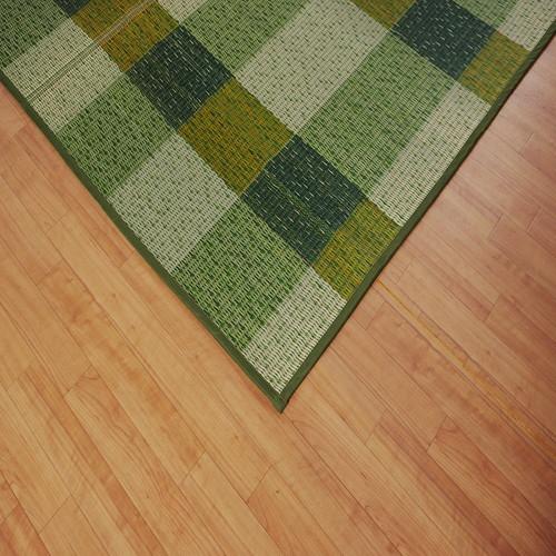 消臭い草 ラグマット/絨毯 〔長方形 リーフ ブラウン 約191×300cm〕 裏：不織布 防滑 抗菌 防臭 湿度調整効果 〔リビング〕