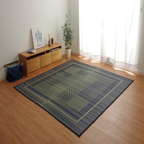 消臭い草 ラグマット/絨毯 〔長方形 リーフ ブラウン 約191×300cm〕 裏：不織布 防滑 抗菌 防臭 湿度調整効果 〔リビング〕